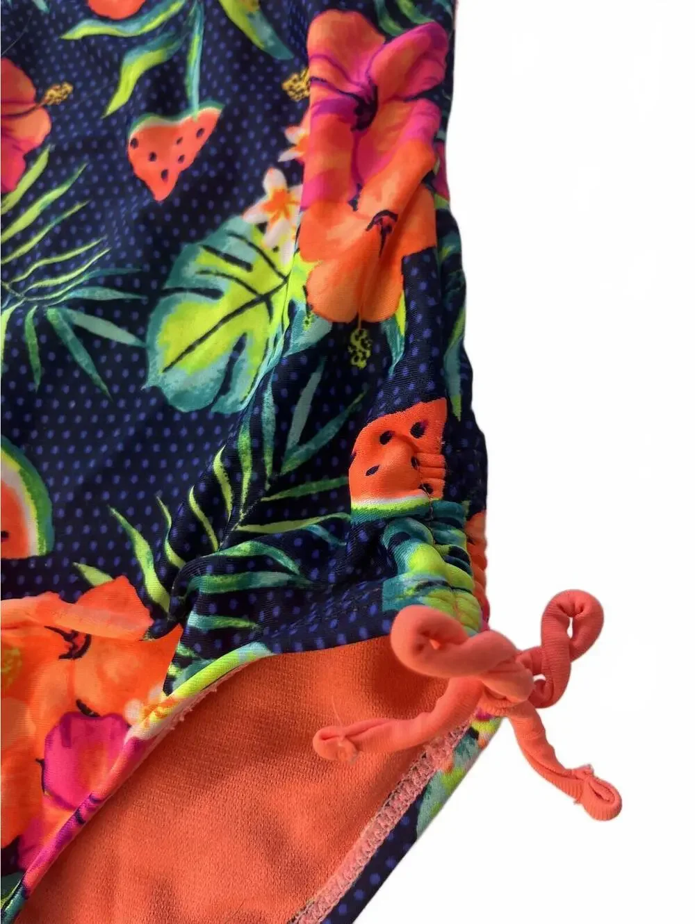 Girls One-Piece Swimsuit Set of 2 Old Navy Size M (8) Tropical Floral & Stripe
